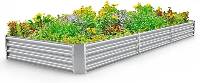 Land Guard 12×4×1ft Galvanized Raised Garden Bed Kit for Vegetables, Galvanized Super Large Metal Planter Raised Garden Boxes Outdoor(359 Gallon Capacity)