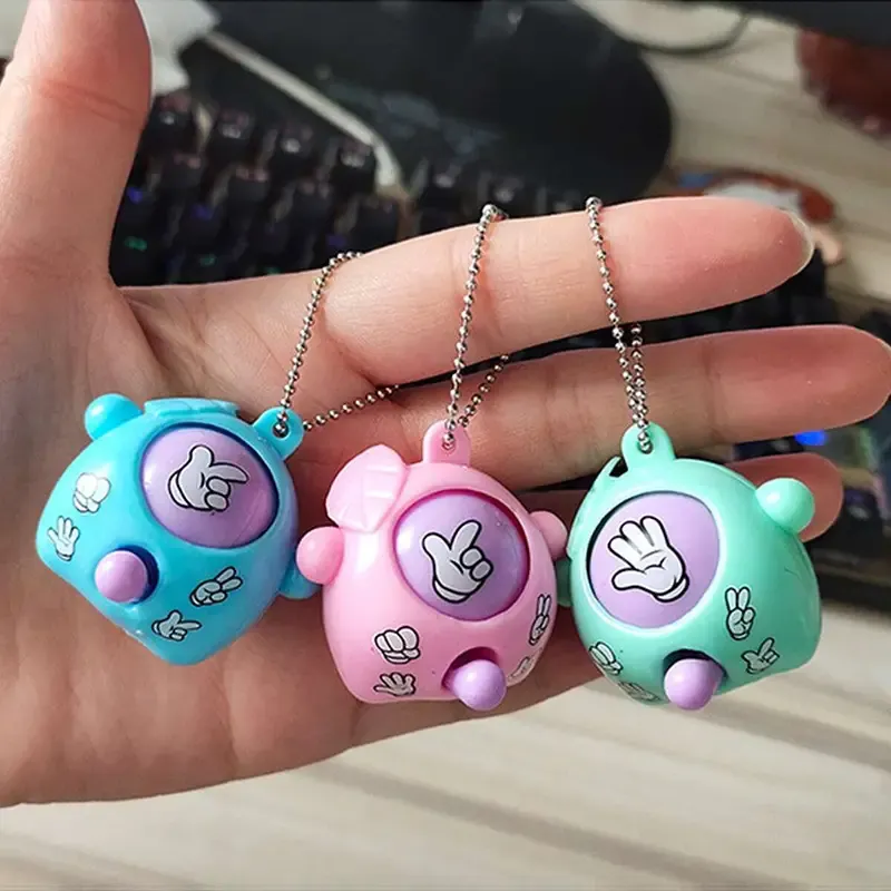 10-Pack Mini Rock-Paper-Scissors Keychains Stress-Relief Fidget Toys & Cute Bag Charms for Kids 3-6