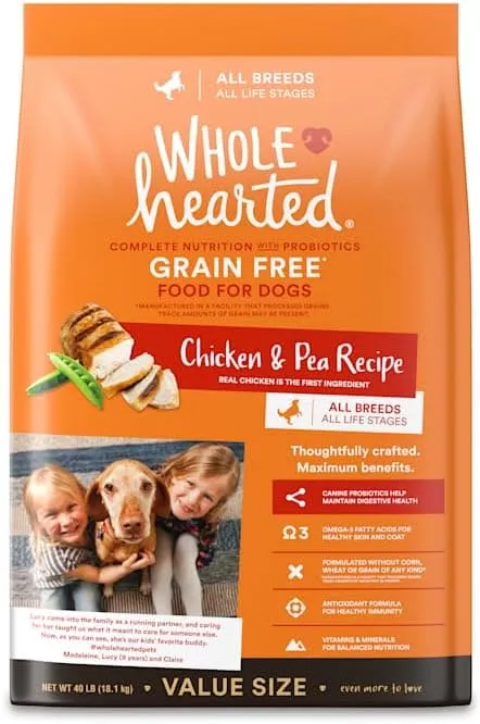 WholeHearted Grain Free All Life Stages Chicken & Pea Recipe Dry Dog Food, 40 lbs.