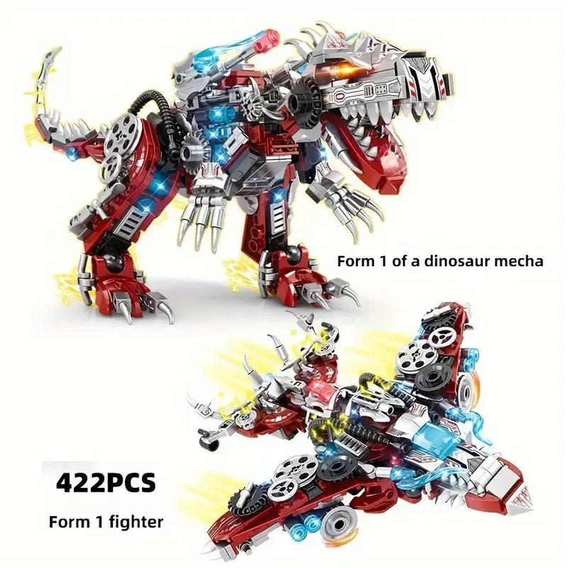 422pcs Dinosaur Mecha Building Set Dual Transformation Warriors with Exciting Switch Mechanisms 