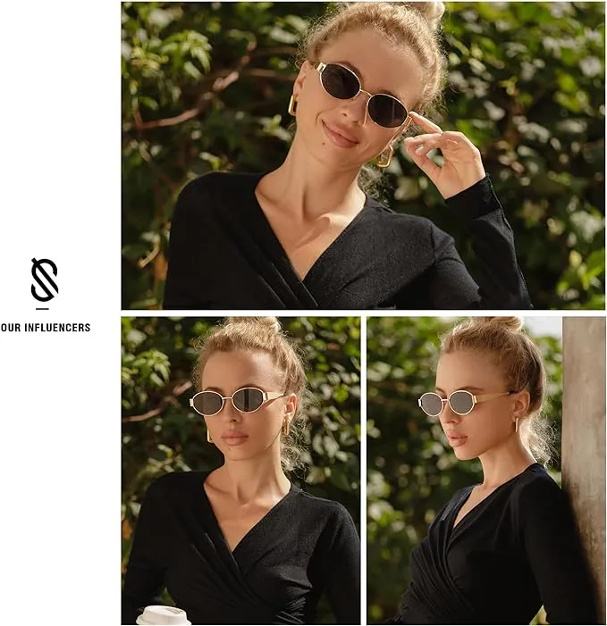 SOJOS Retro Oval Sunglasses for Women Men Trendy Sun Glasses Classic Shades UV400 Protection SJ1217