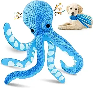 Large Squeaky Dog Toys：Plush Dog Toys with Soft Fabric for Small, Medium and Large Dogs-Octopus Stuffed Dog Toys to Keep Them Busy