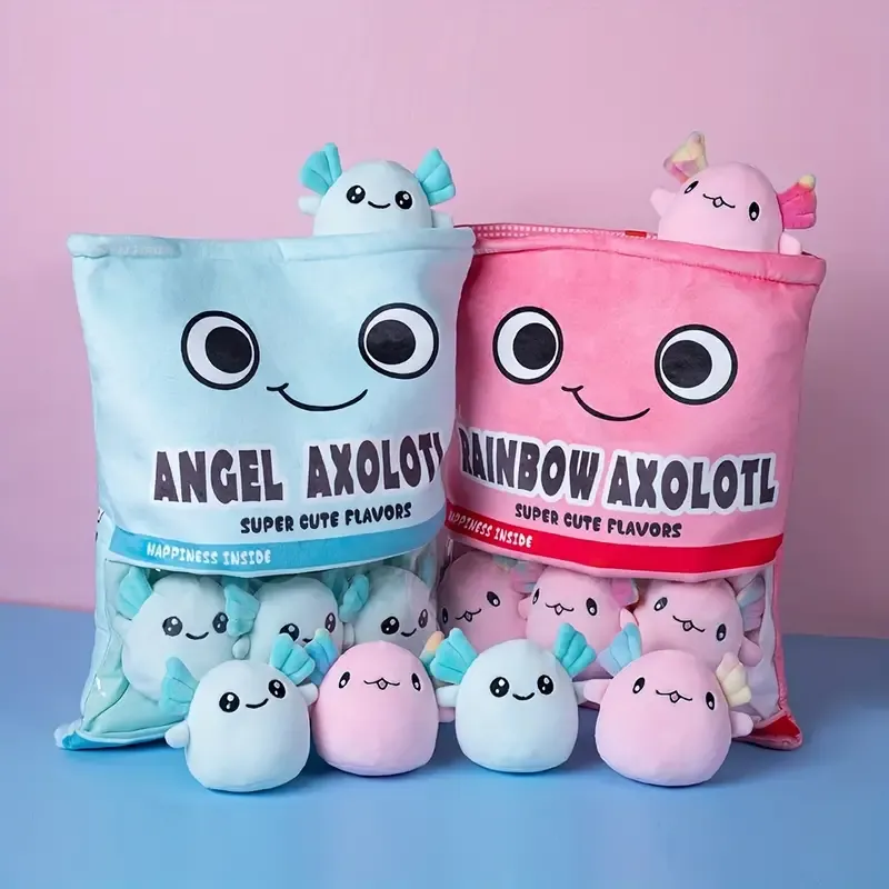 Cute Axolotl Plush Toy, Removable Salamander Animal Stuffed Plush Pillow, Kawaii Plush Cushion Toy Game For Kids, Girls, Birthday Gift