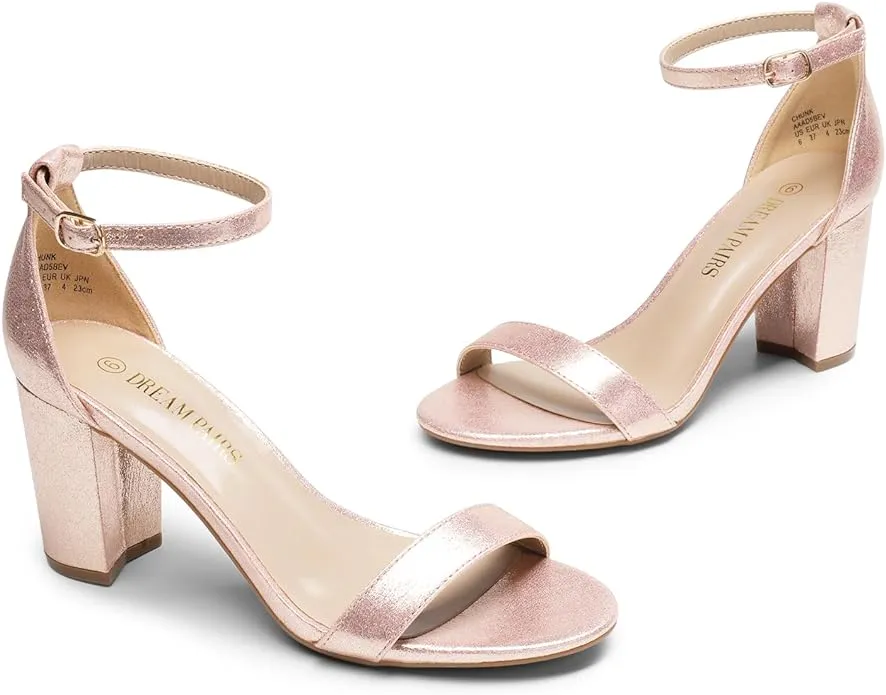 DREAM PAIRS Women's Chunk Low Heel Pump Sandals