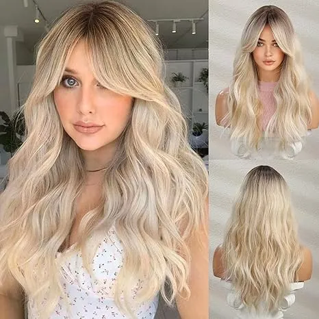 HAIRCUBE Long Wavy Wigs for Women,Synthetic Hair Wig for Daily
